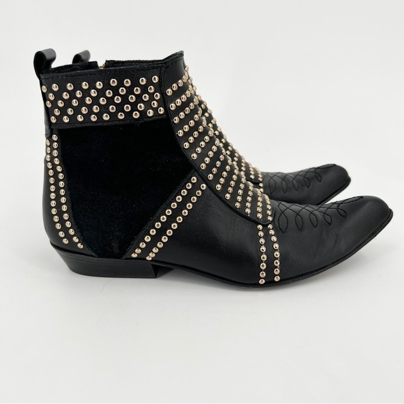 Anine Bing Boots Charlie Black Gold Studded Ankle Leather Suede Chelsea size 36 - Picture 9 of 11